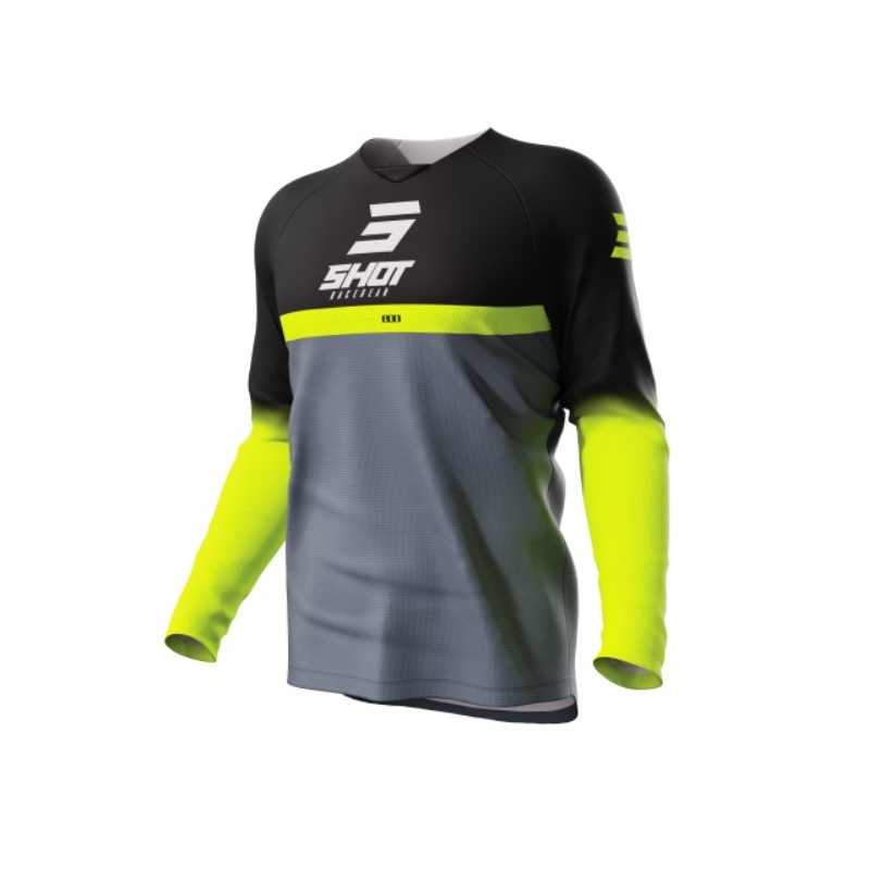 Dječji motocross dres Shot Raw Kid Reflex crno-sivo-fluo žuti
