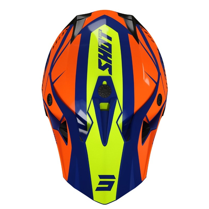 Dječja kaciga za motocross Shot Pulse Kid Revenge narančasta-plava-fluo žuta