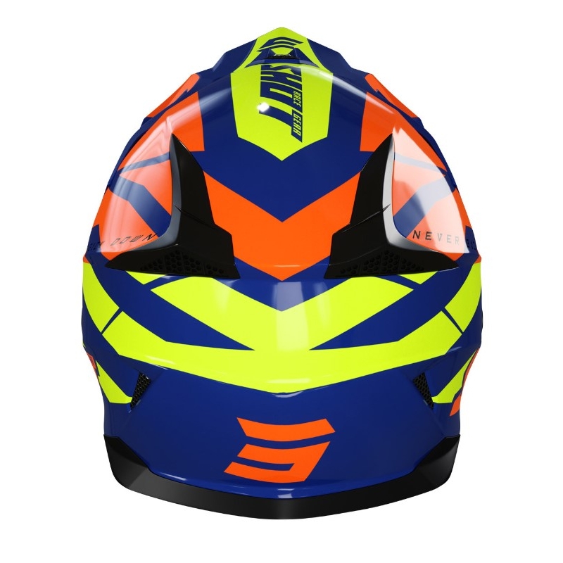 Dječja kaciga za motocross Shot Pulse Kid Revenge narančasta-plava-fluo žuta