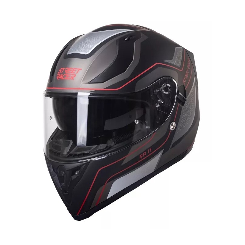 Motociklistička kaciga Street Racer SR I1 crno-sivo-crvena - II. kvaliteta