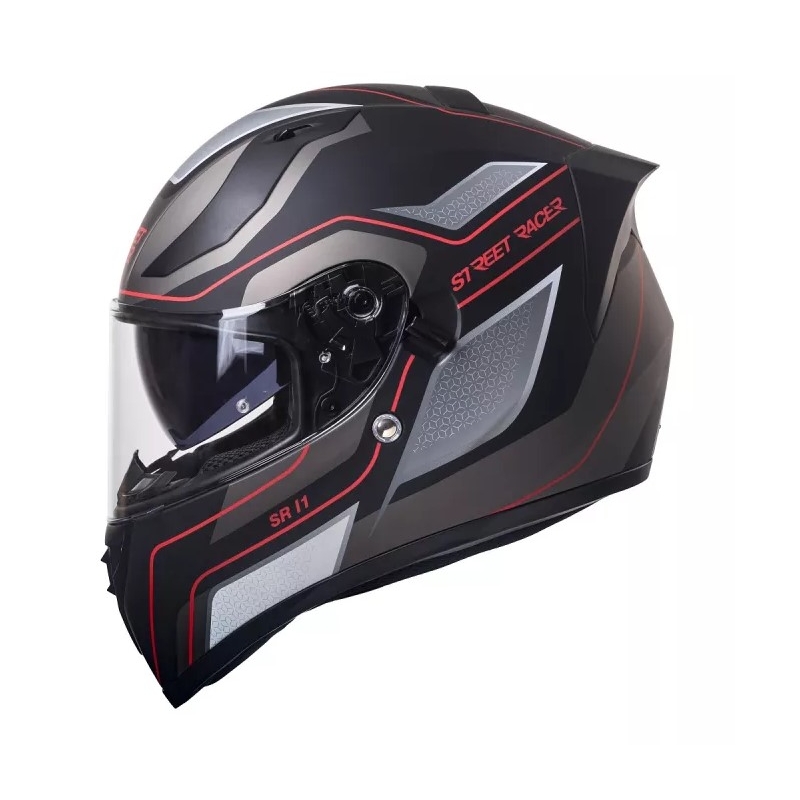 Motociklistička kaciga Street Racer SR I1 crno-sivo-crvena - II. kvaliteta