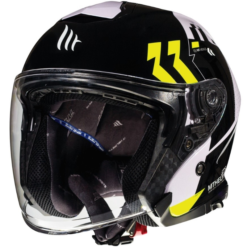 Otvorena motociklistička kaciga MT Thunder 3 SV Venus crno-bijela-fluo žuta - II. kvaliteta