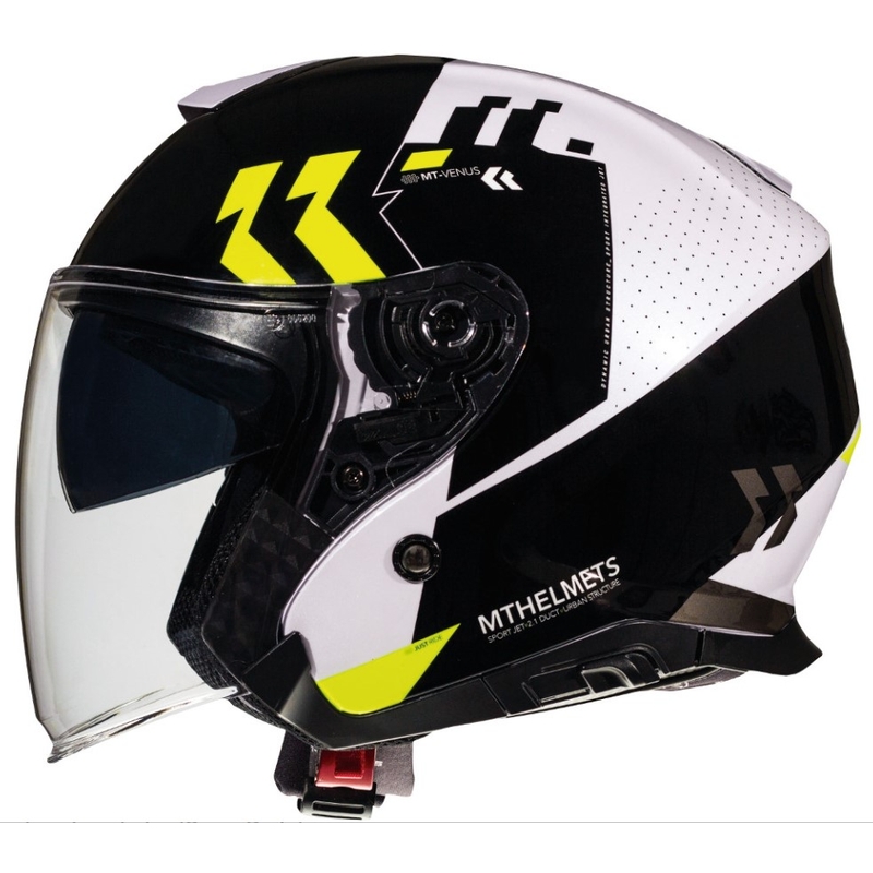 Otvorena motociklistička kaciga MT Thunder 3 SV Venus crno-bijela-fluo žuta - II. kvaliteta