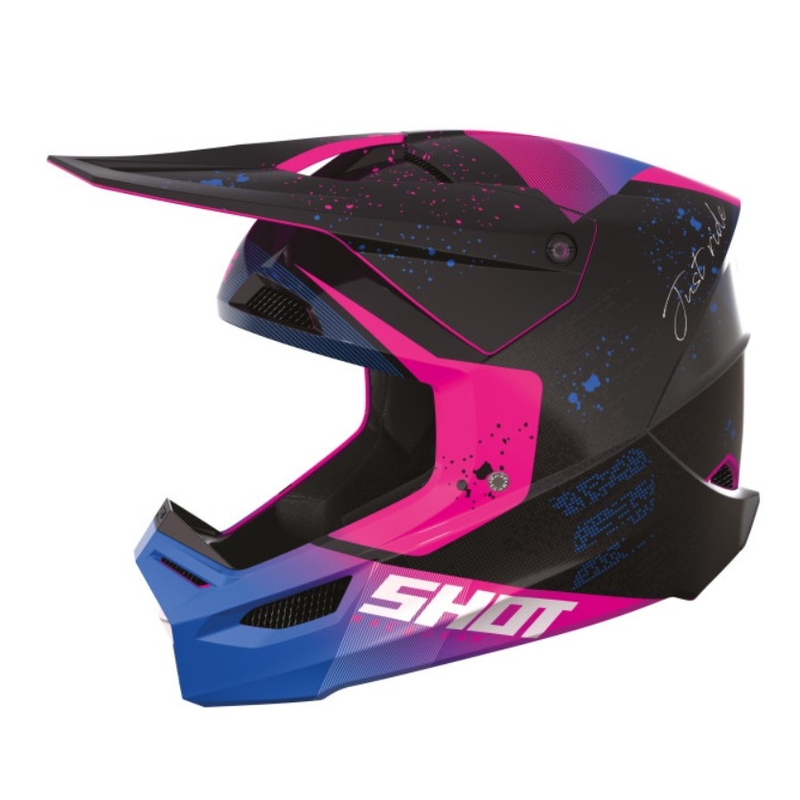 Dječja kaciga za motocross Shot Furious Matrix roza-plavo-crna rasprodaja