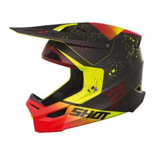 Dječja kaciga za motocross Shot Furious Matrix crveno-crna-fluo žuta