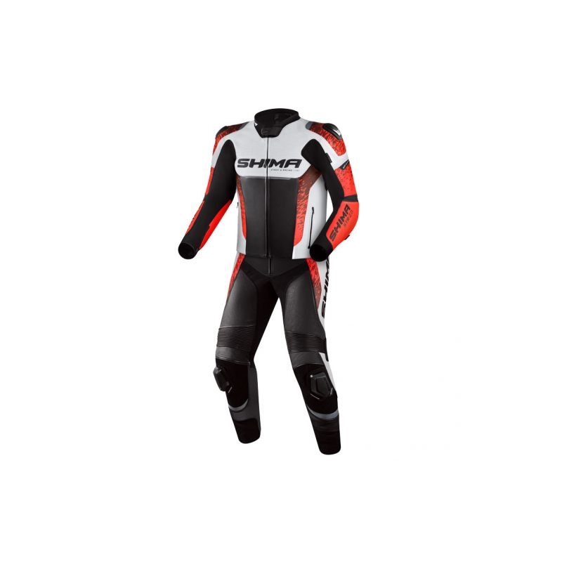 Motociklističko odijelo Shima STR 2.0 crno-bijelo-fluo crveno