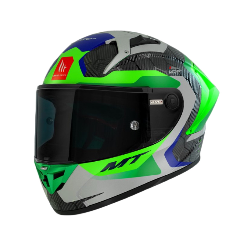 Integralna motociklistička kaciga MT KRE+ Carbon Powerful sivo-zelena