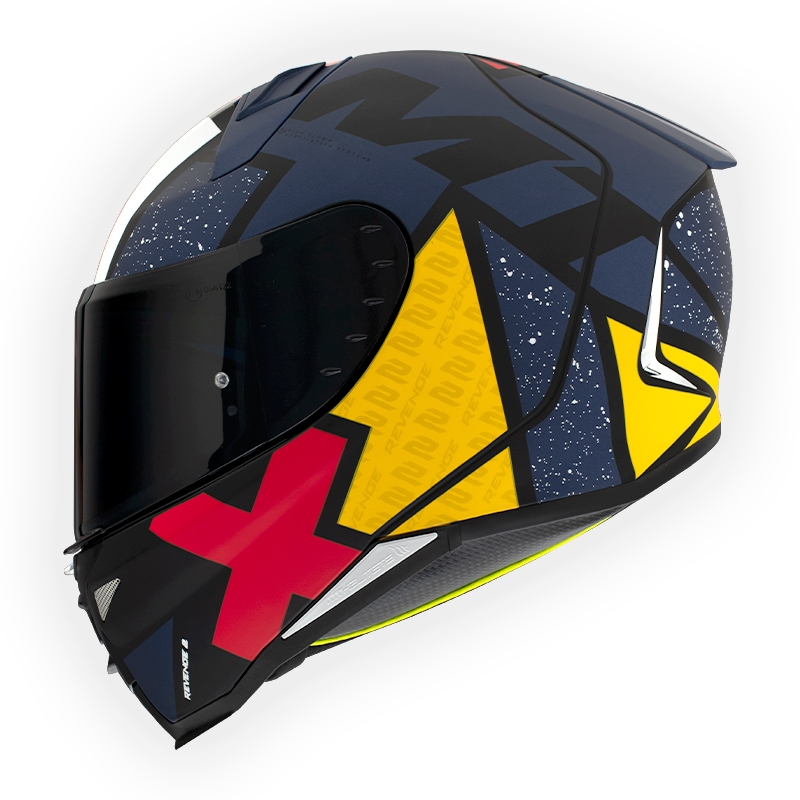 Integralna motociklistička kaciga MT FF110 Revenge 2 Svijetlo plavo-crveno-žuta mat