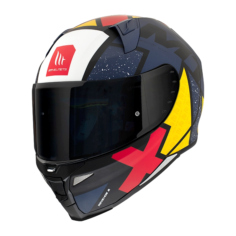 Integralna motociklistička kaciga MT FF110 Revenge 2 Svijetlo plavo-crveno-žuta mat