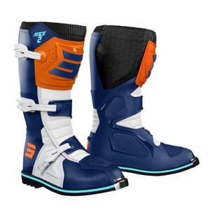 Dječje moto cipele Shot Race 2 plavo-bijelo-narančaste boje