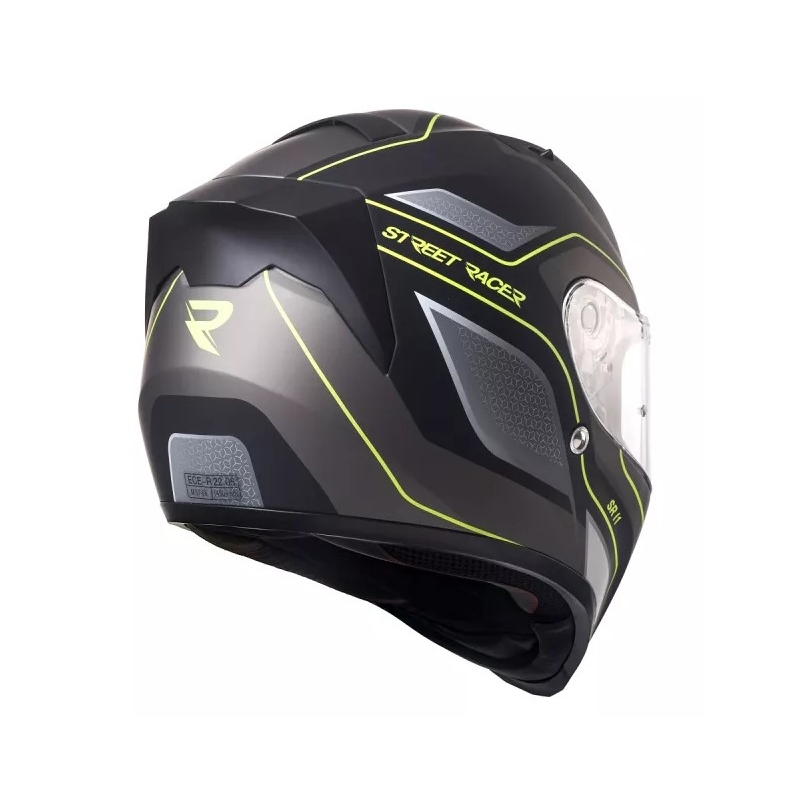 Motociklistička kaciga Street Racer SR I1 crno-siva fluo žuta - II. kvaliteta