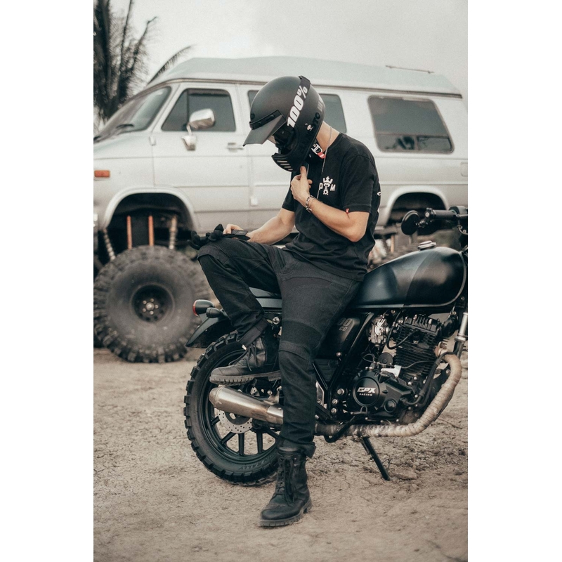 Motorističke traperice PANDO MOTO KarlDo Slim crne rasprodaja