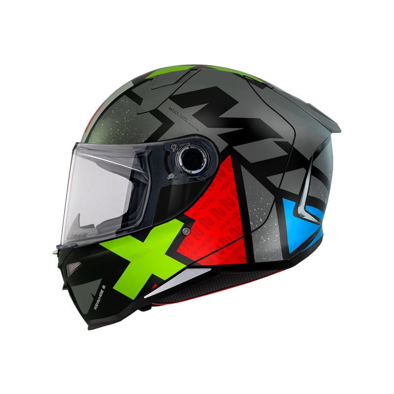 Integralna motociklistička kaciga MT FF110 Revenge 2 Svijetlo sivo-crveno-zelena