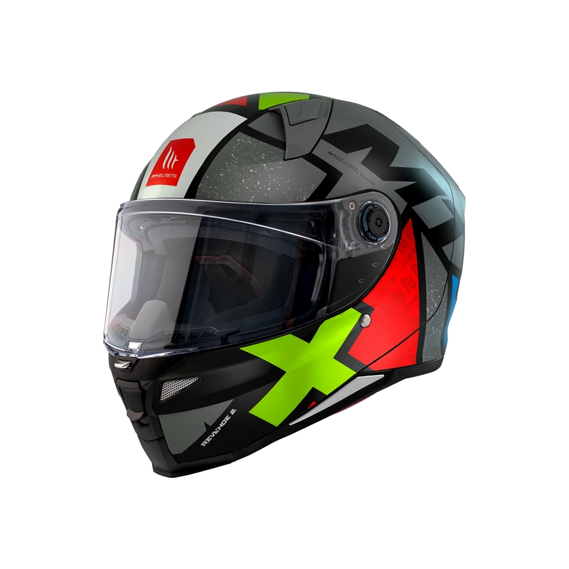 Integralna motociklistička kaciga MT FF110 Revenge 2 Svijetlo sivo-crveno-zelena