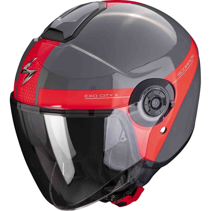 Otvorena kaciga Scorpion EXO-CITY II Kratka sivo-crvena