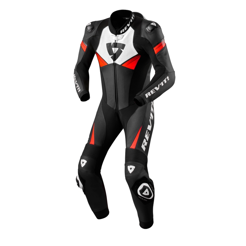 Jednodijelno moto odijelo Revit Argon 2 crno-fluo crveno