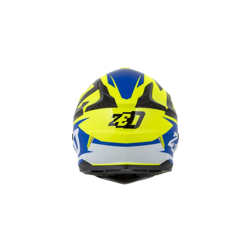 Dječja kaciga za motocross ZED X1.9D plavo-fluo žuto-crno-bijela