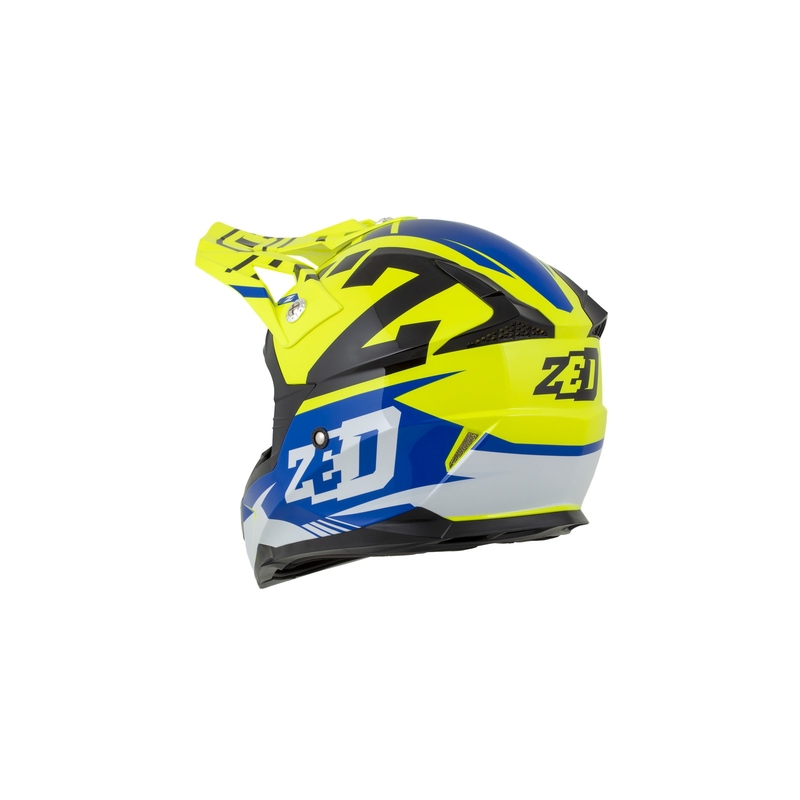 Dječja kaciga za motocross ZED X1.9D plavo-fluo žuto-crno-bijela