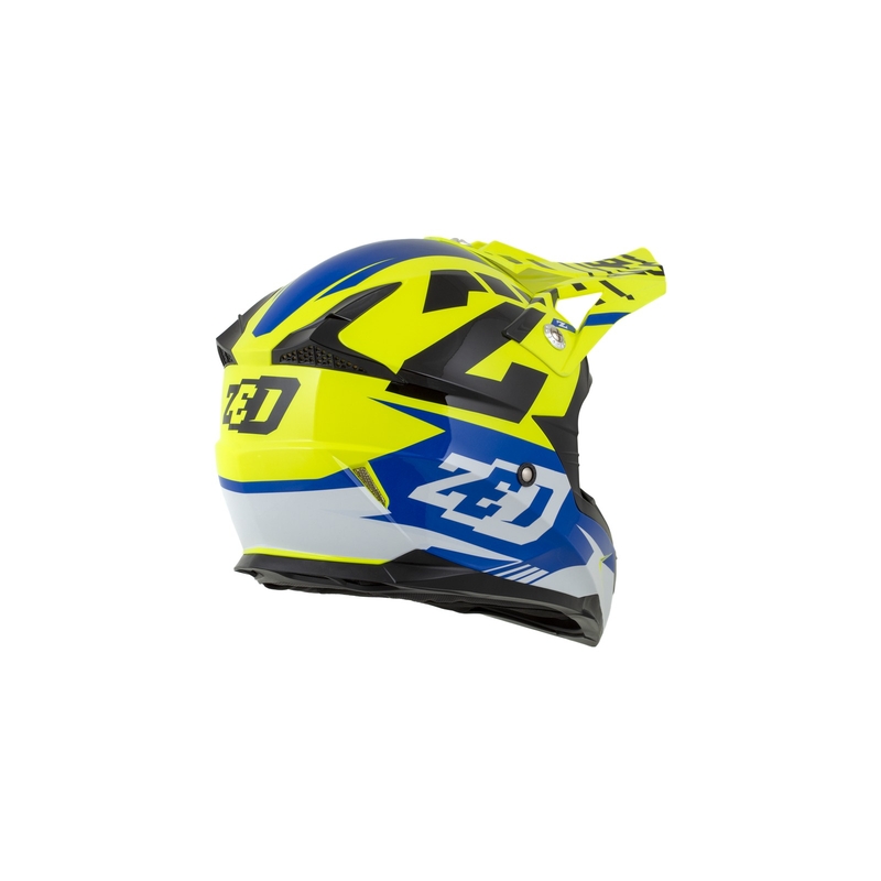Dječja kaciga za motocross ZED X1.9D plavo-fluo žuto-crno-bijela