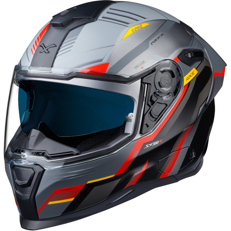 Integralna motociklistička kaciga NEXX SX.100R Gridline sivo-crvena - II. kvaliteta