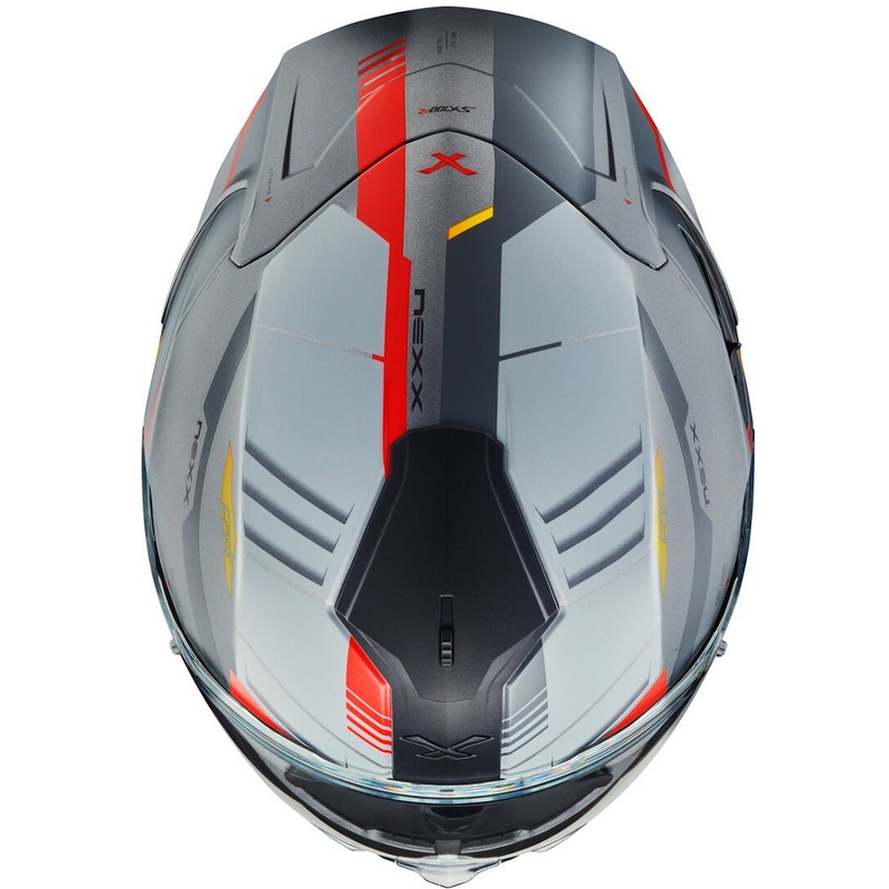 Integralna motociklistička kaciga NEXX SX.100R Gridline sivo-crvena - II. kvaliteta