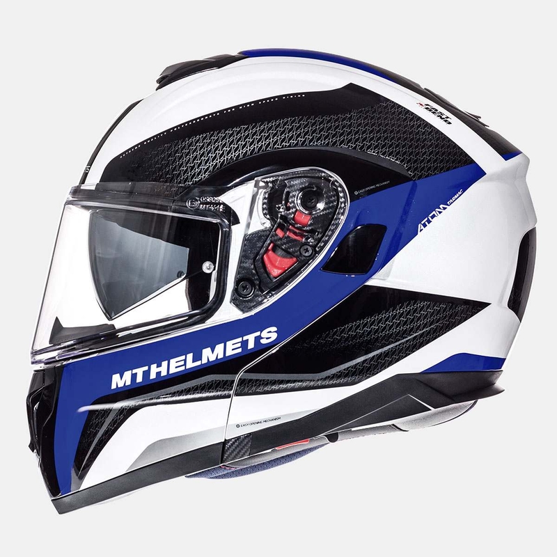 Motociklistička kaciga na preklop MT Atom Tarmac bijelo-crno-plava - II. kvaliteta
