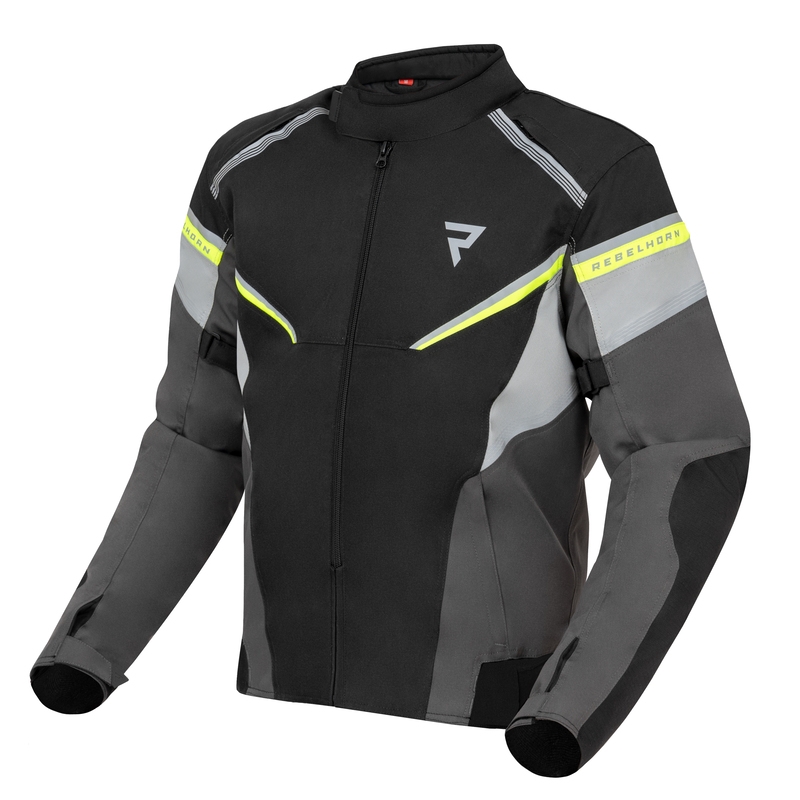 Motociklistička jakna Rebelhorn Spark crna-siva-fluo žuta rasprodaja