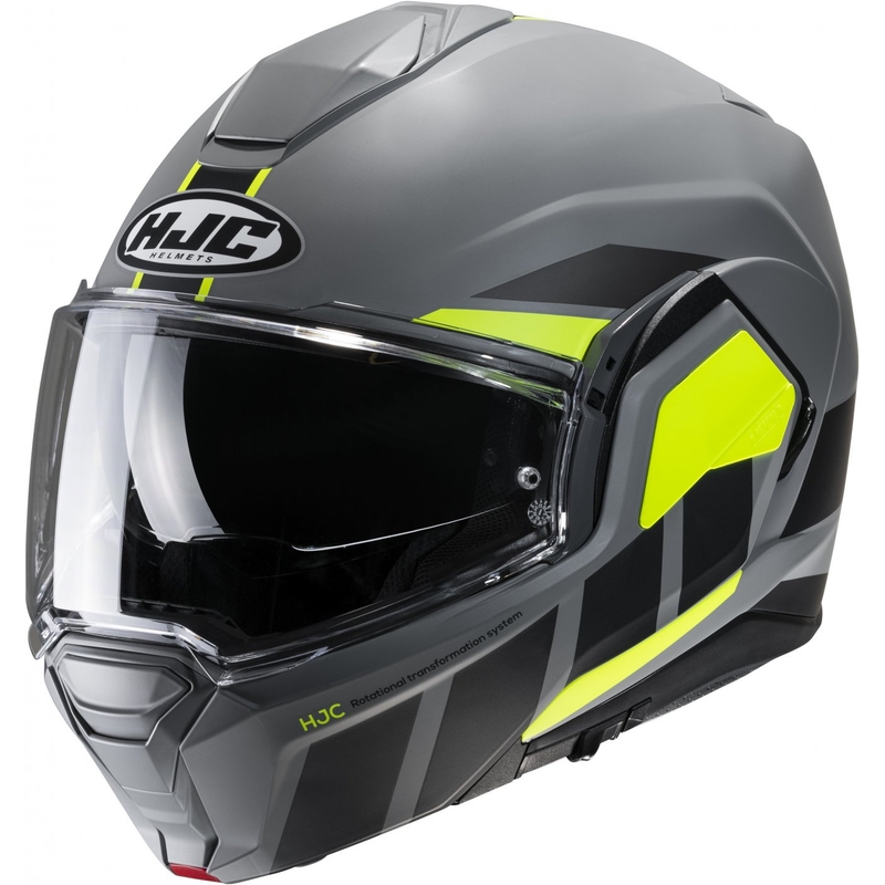 Preklopna motociklistička kaciga HJC i100 Beis MC3HSF crno-siva-fluo žuta