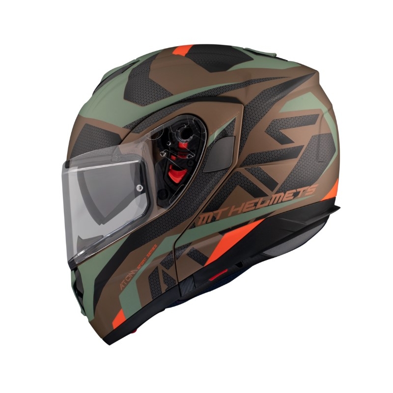Motociklistička kaciga na preklop MT Atom SV Skill A9 crno-zeleno-smeđa rasprodaja