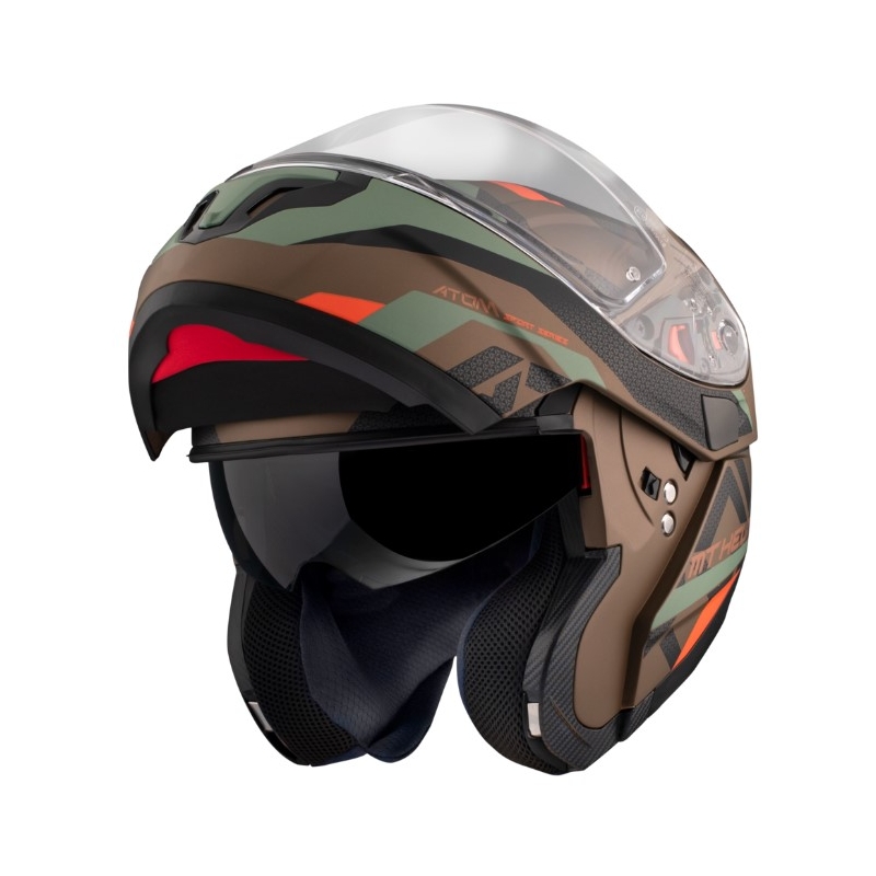 Motociklistička kaciga na preklop MT Atom SV Skill A9 crno-zeleno-smeđa rasprodaja