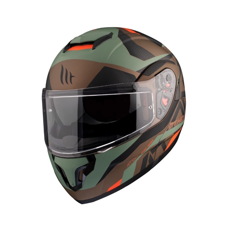 Motociklistička kaciga na preklop MT Atom SV Skill A9 crno-zeleno-smeđa rasprodaja