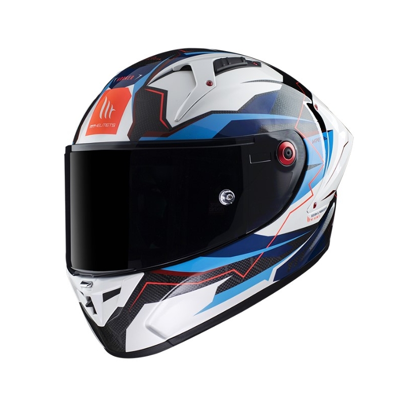 Integralna motociklistička kaciga MT KRE+ Carbon Kraker B7 crno-bijelo-plava
