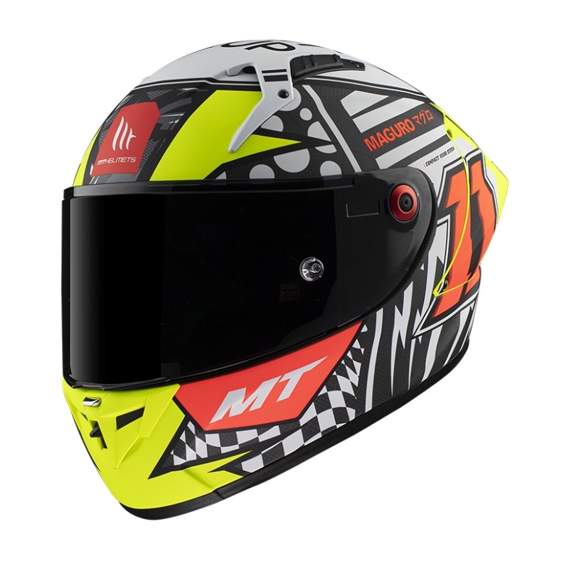 Integralna motociklistička kaciga MT KRE+ Carbon Sergio Garcia A3 crna-bijela-crvena-fluo žuta
