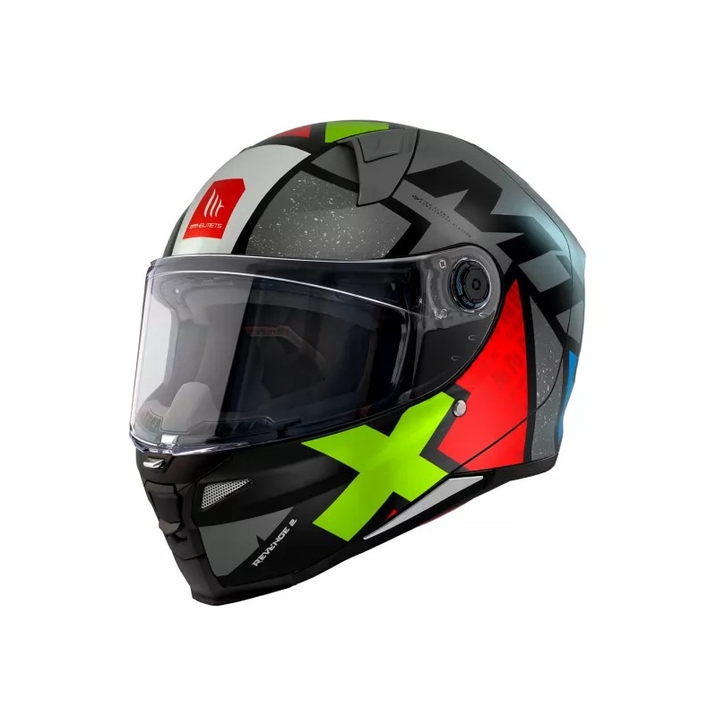 Integralna motociklistička kaciga MT FF110 Revenge 2 Svijetlo sivo-crveno-zelena