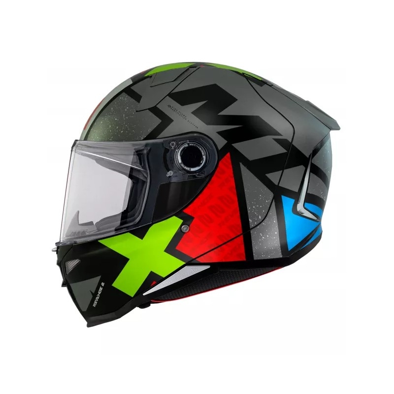 Integralna motociklistička kaciga MT FF110 Revenge 2 Svijetlo sivo-crveno-zelena