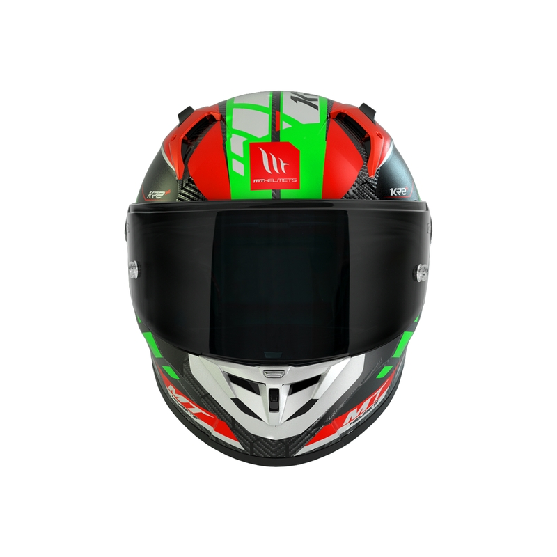 Integralna motociklistička kaciga MT KRE+ Carbon Longlap crno-zeleno-crvena