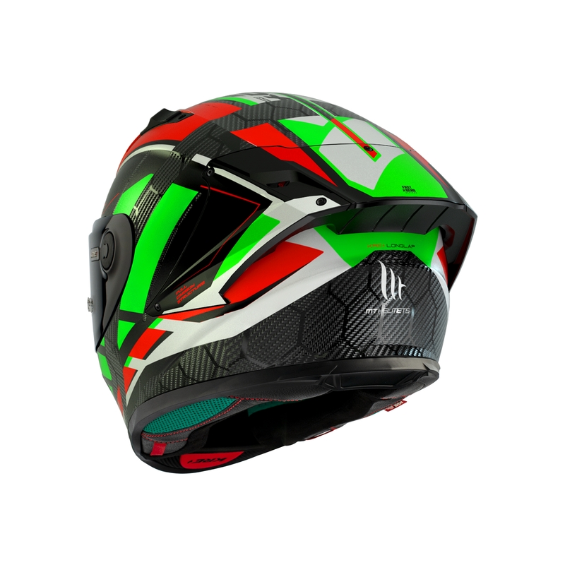 Integralna motociklistička kaciga MT KRE+ Carbon Longlap crno-zeleno-crvena