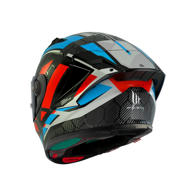 Integralna motociklistička kaciga MT KRE+ Carbon Longlap crno-sivo-crveno-plava