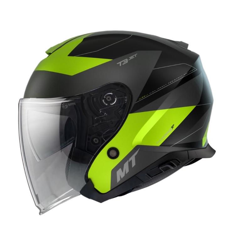 Otvorena motociklistička kaciga MT Thunder 3 SV Jet Cooper crno-siva-fluo žuta rasprodaja