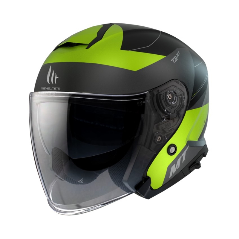 Otvorena motociklistička kaciga MT Thunder 3 SV Jet Cooper crno-siva-fluo žuta rasprodaja