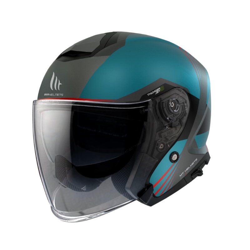 Otvorena motociklistička kaciga MT Thunder 3 SV Jet Stargate A2 crno-sivo-plava rasprodaja