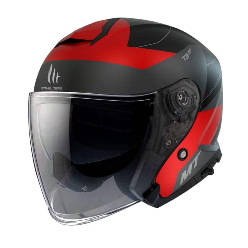 Otvorena motociklistička kaciga MT Thunder 3 SV Jet Cooper crno-sivo-crvena rasprodaja
