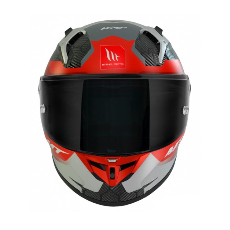 Integralna motociklistička kaciga MT KRE+ Carbon Powerful sivo-crvena