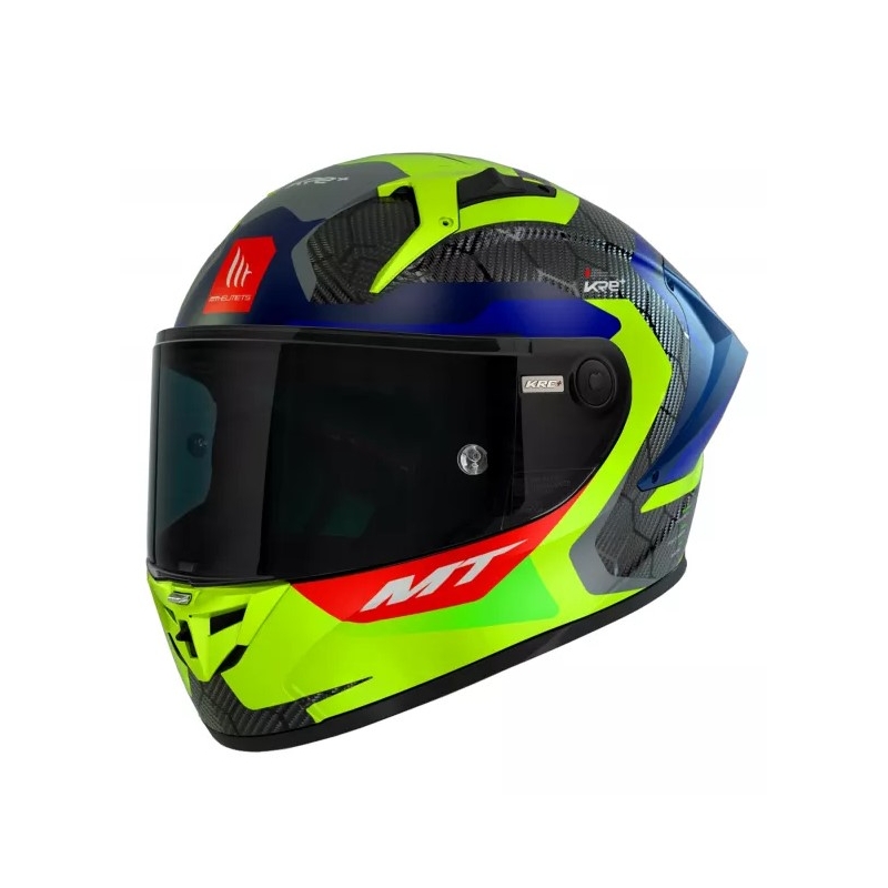 Integralna motociklistička kaciga MT KRE+ Carbon Powerful fluo yellow-blue