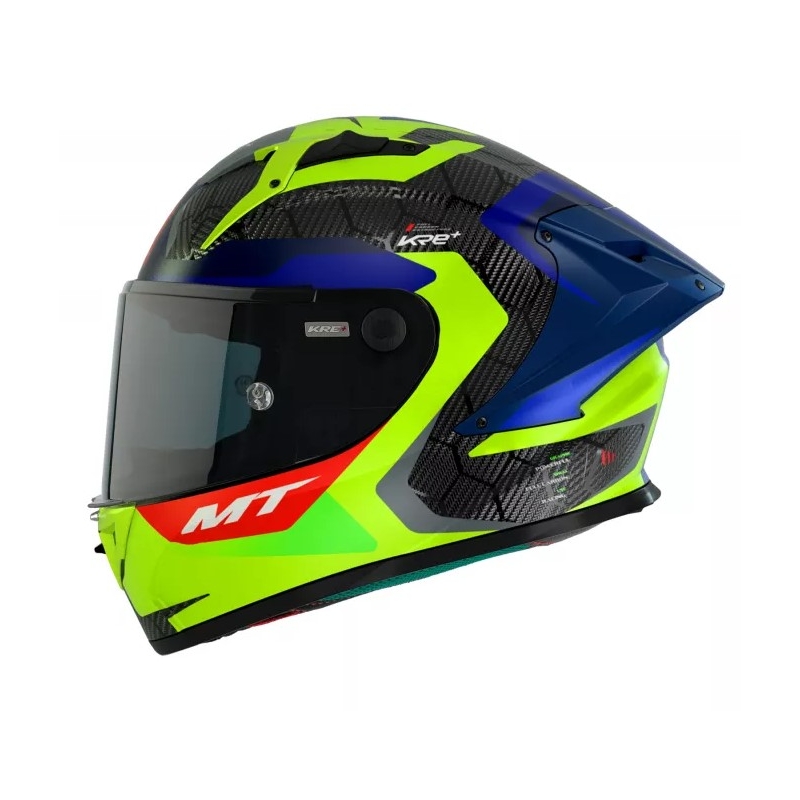 Integralna motociklistička kaciga MT KRE+ Carbon Powerful fluo yellow-blue