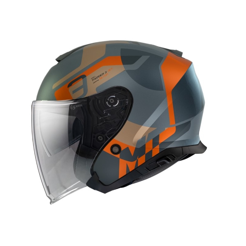 Otvorena motociklistička kaciga MT Thunder 3 SV Jet Silton C4 sivo-plavo-narančasta