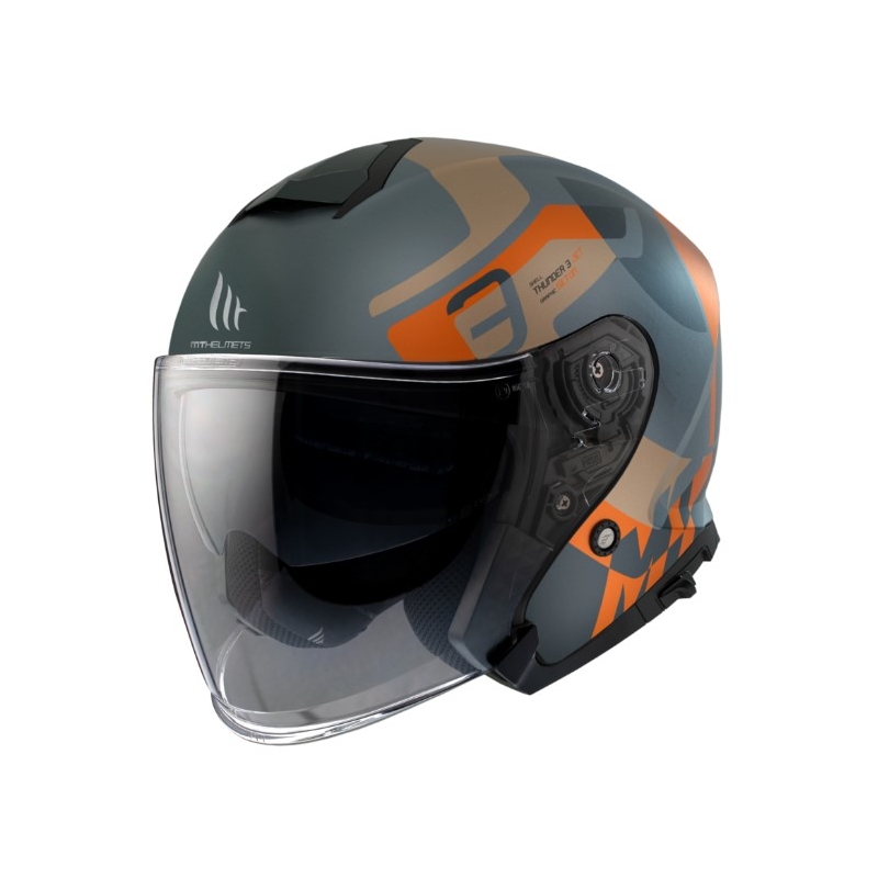 Otvorena motociklistička kaciga MT Thunder 3 SV Jet Silton C4 sivo-plavo-narančasta