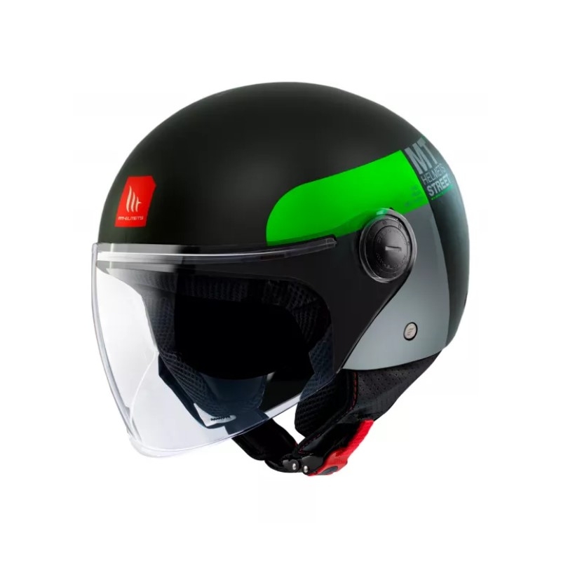 Otvorena motociklistička kaciga MT Street Inboard D6 crno-zelena rasprodaja