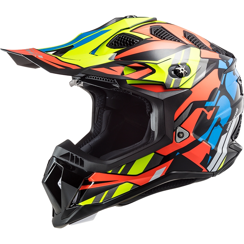 Kaciga za motocross LS2 MX700 Subverter Rascal crna-plava-narančasta-fluo žuta