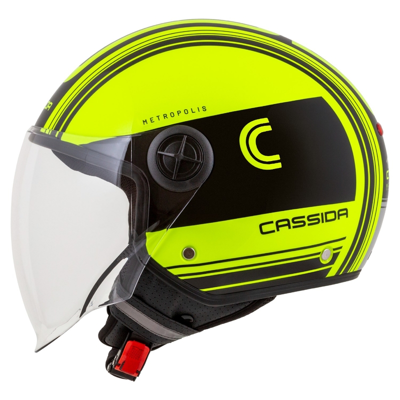Otvorena motociklistička kaciga Cassida Handy Metropolis Safety fluo žuto-crna-reflektirajuća siva